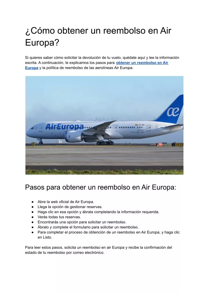 c mo obtener un reembolso en air europa