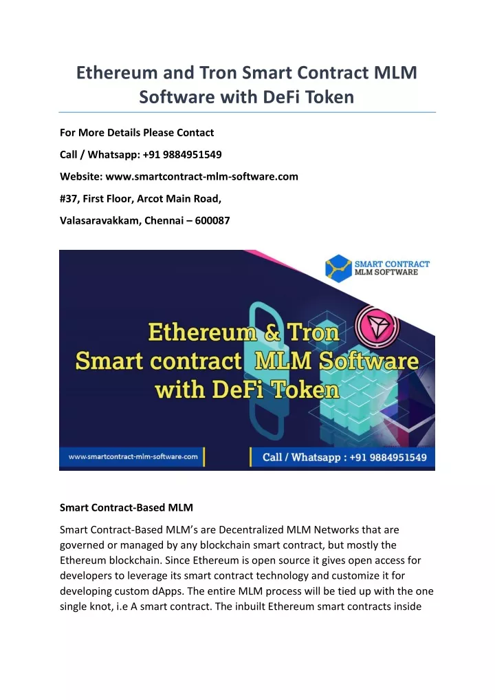 ethereum and tron smart contract mlm software