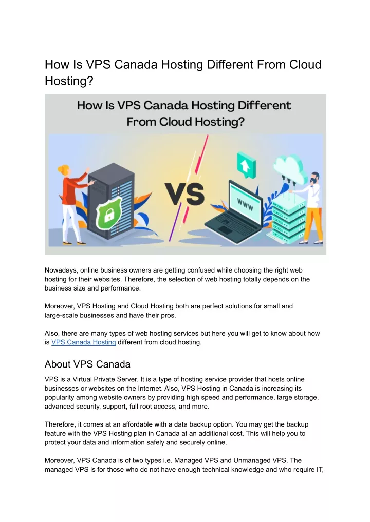 how is vps canada hosting different from cloud