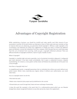 Advantages of Copyright Registration