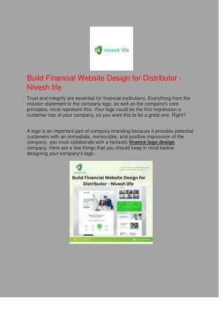 build financial website design for distributor