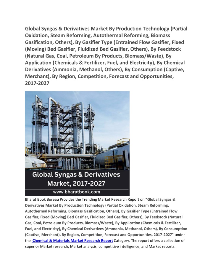 global syngas derivatives market by production