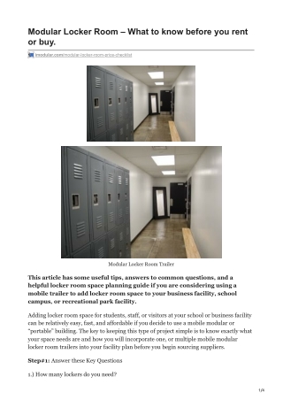 Modular Locker Room  What to know before you rent or buy