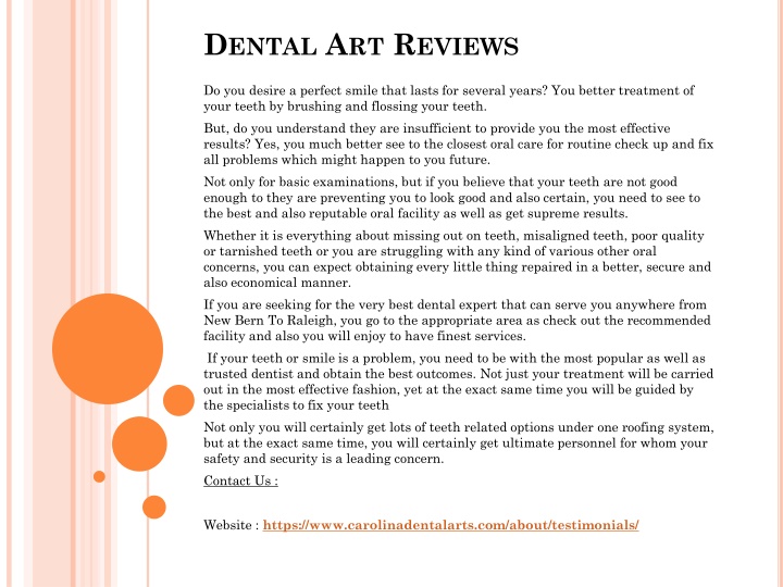 dental art reviews