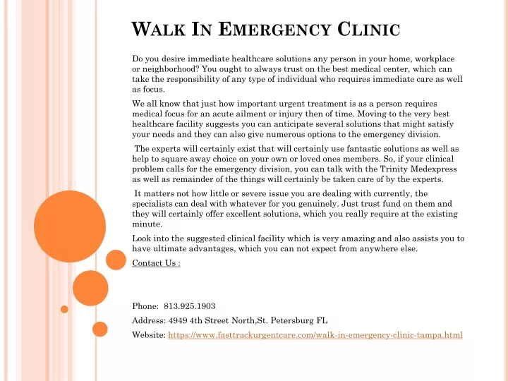 walk in emergency clinic