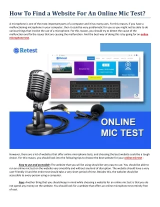 how to find a website for an online mic test