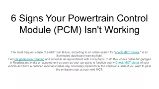 6 signs your powertrain control module
