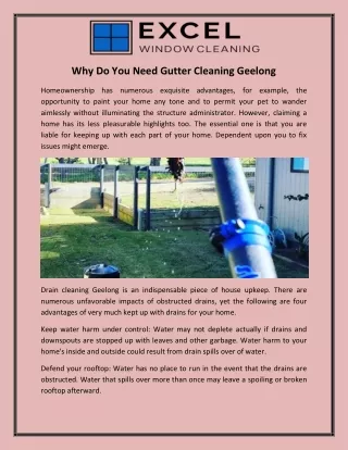 Why Do You Need Gutter Cleaning Geelong?