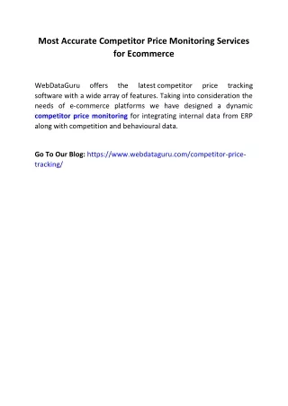 most accurate competitor price monitoring