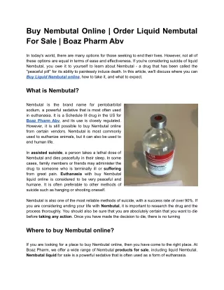 Buy Nembutal Online _ Order Liquid Nembutal For Sale _ Boaz Pharm Abv