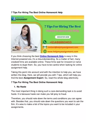 7 tips for hiring the best online homework help