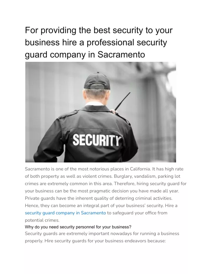 for providing the best security to your business