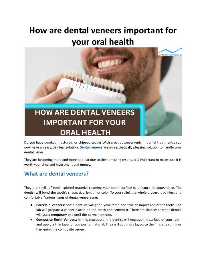 how are dental veneers important for your oral