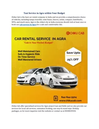 taxi service in agra within your budget