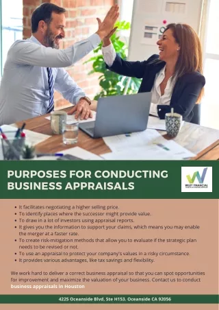 Purposes for Conducting Business Appraisals