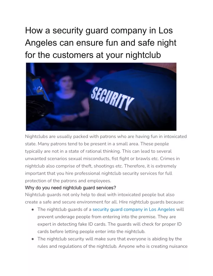 how a security guard company in los angeles