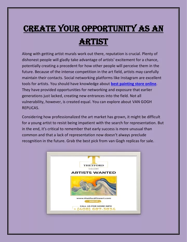 create your opportunity as an create your