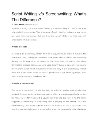 Script Writing v_s Screenwriting_ What’s The Difference_