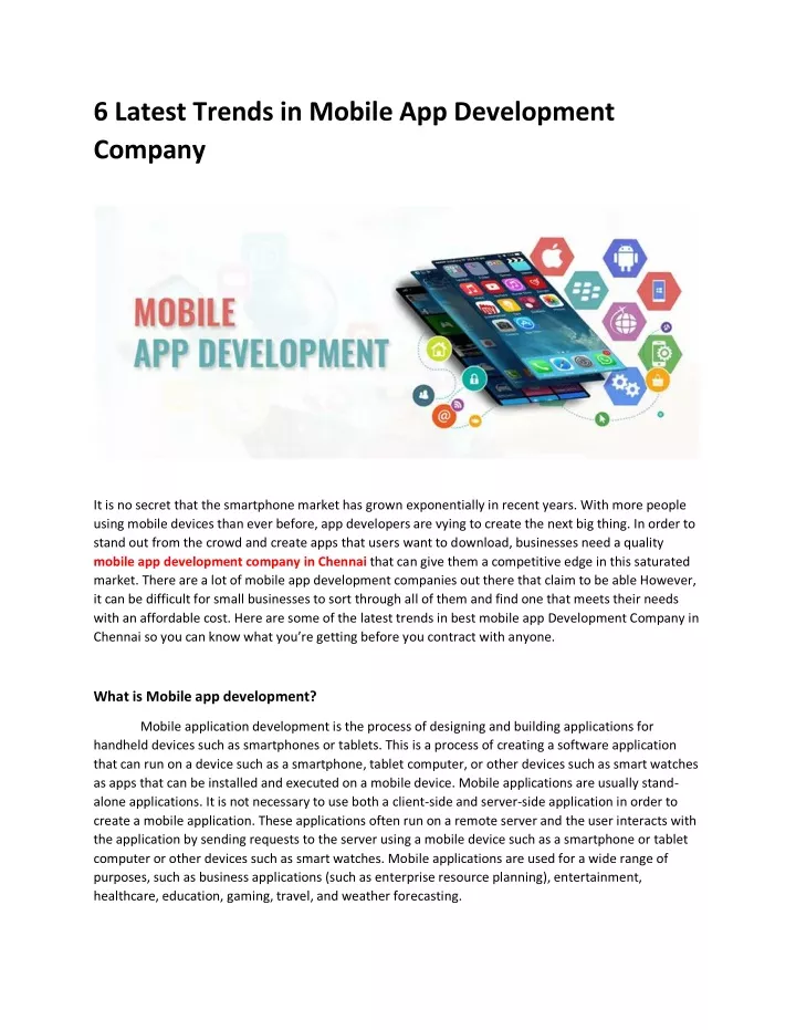 6 latest trends in mobile app development company
