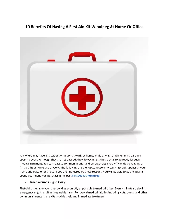 10 benefits of having a first aid kit winnipeg