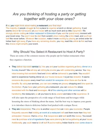are you thinking of hosting a party or getting