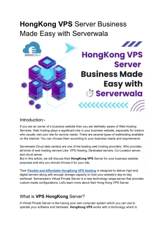 hongkong vps server business made easy with