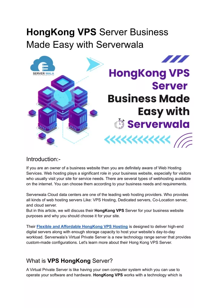 hongkong vps server business made easy with