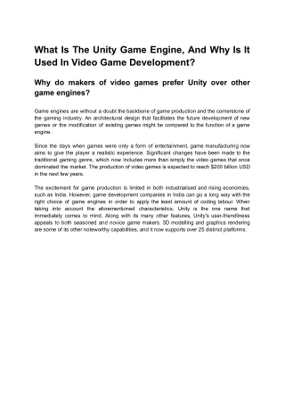 What Is The Unity Game Engine, And Why Is It Used In Video Game Development_