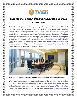 How Fit-Outs Keep Your Office Space In Good Condition