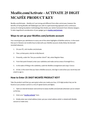 mcaf e com activate activate 25 digit mcaf