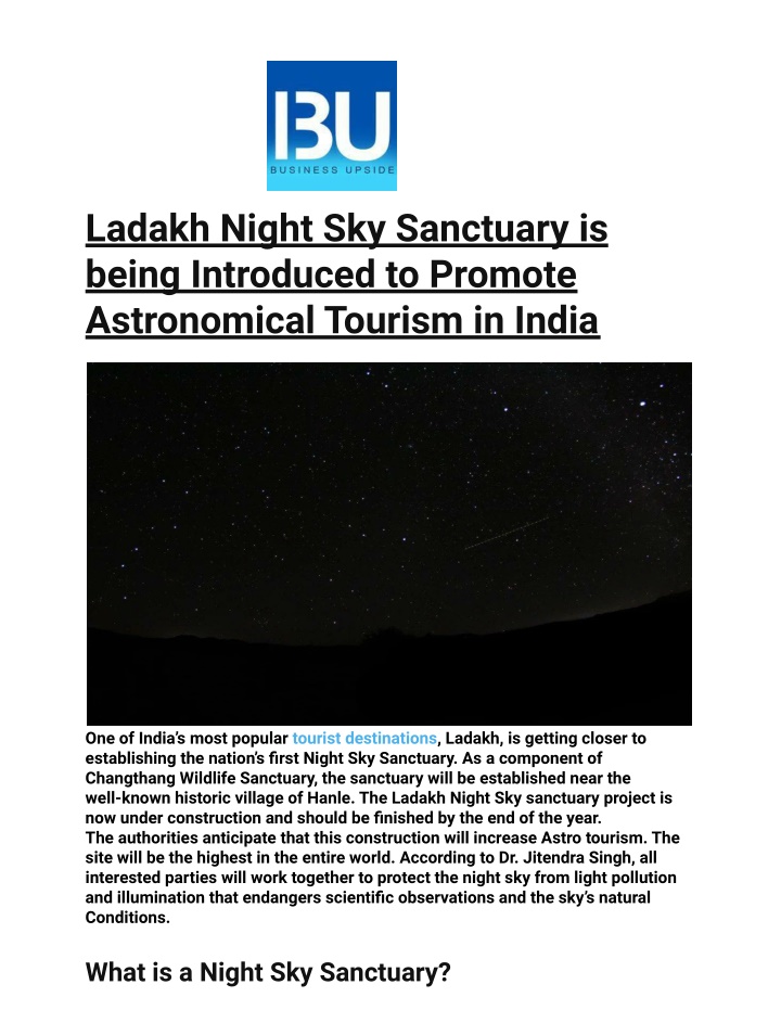 ladakh night sky sanctuary is being introduced