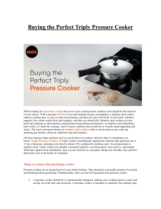 Buying the Perfect Triply Pressure Cooker