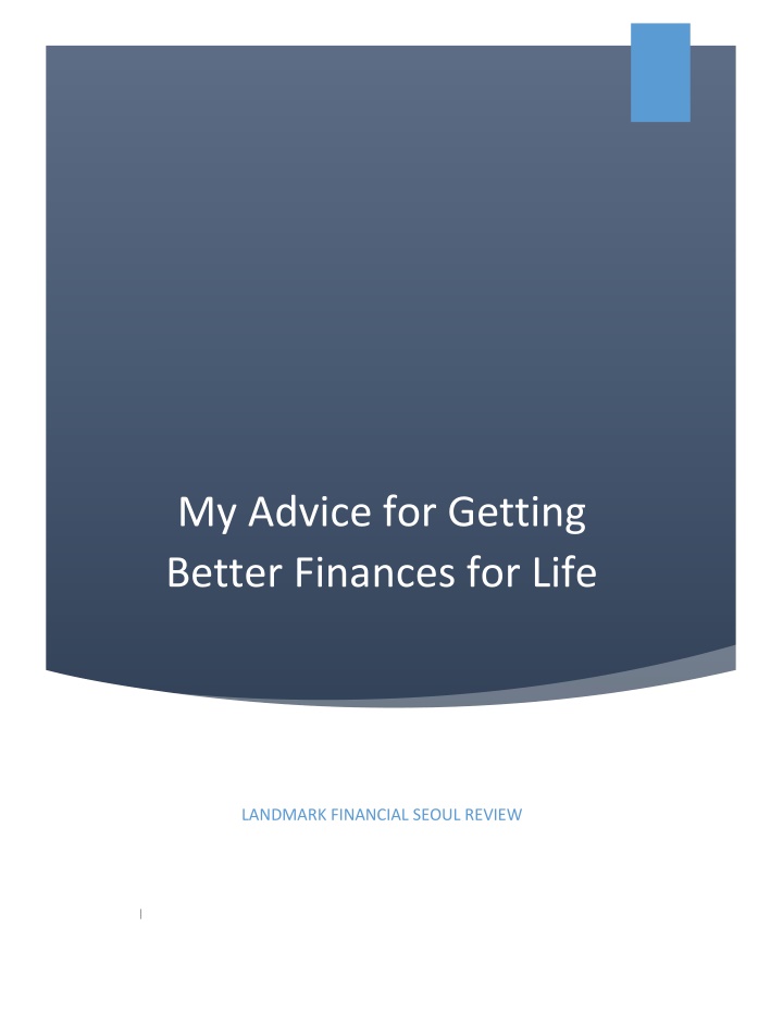 my advice for getting better finances for life