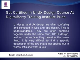 Get Certified In UI UX Design Course At DigitalBerry Training Institute Pune.