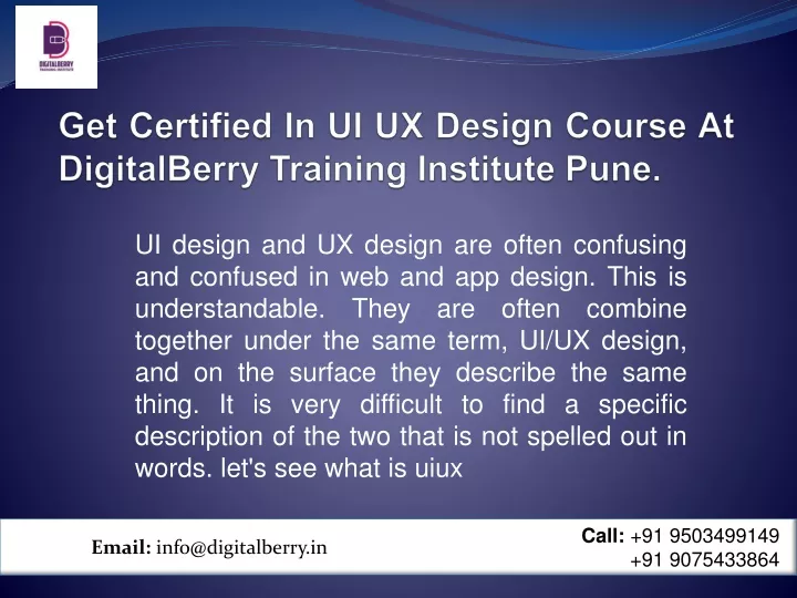 get certified in ui ux design course at digitalberry training institute pune
