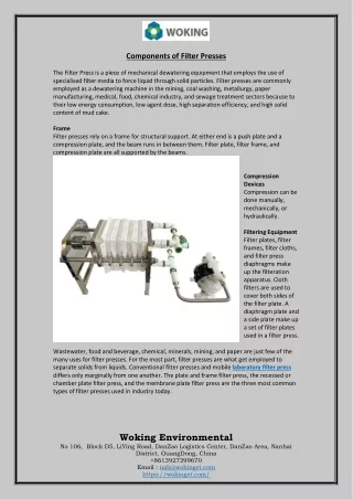 components of filter presses