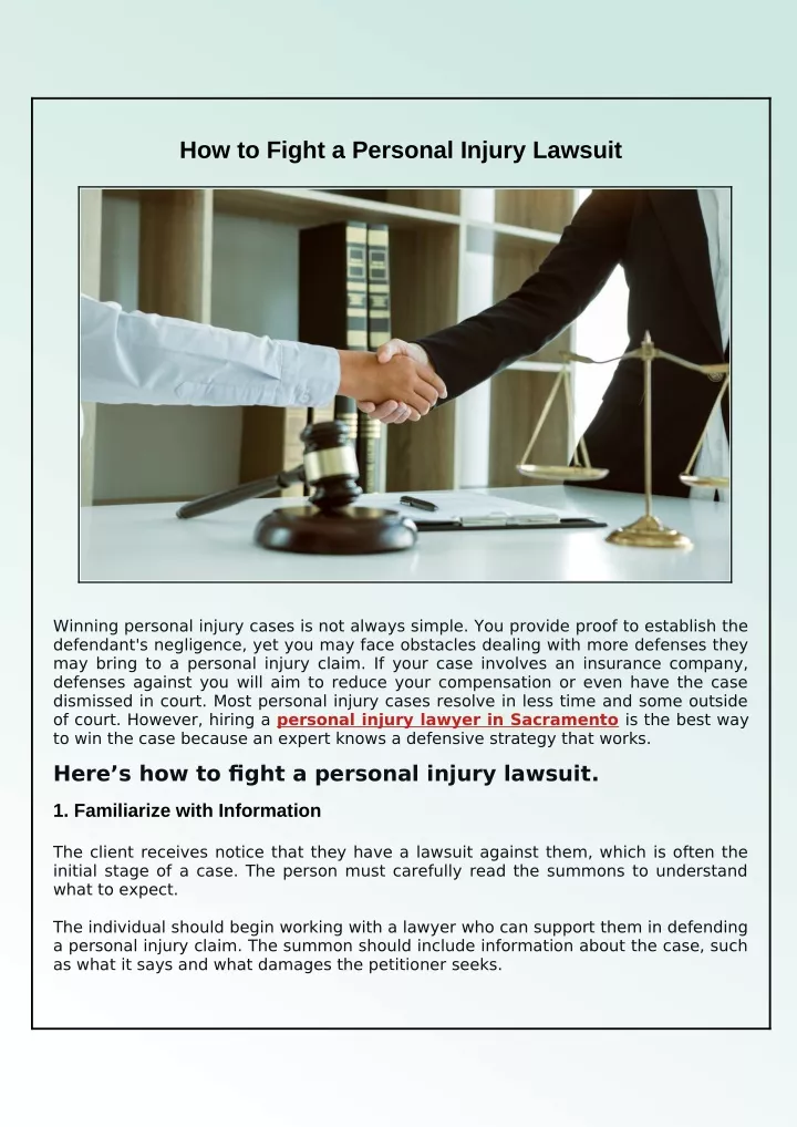 how to fight a personal injury lawsuit