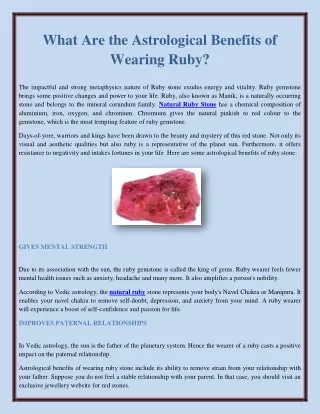 what are the astrological benefits of wearing ruby