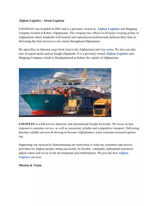 afghan logistics about logistan