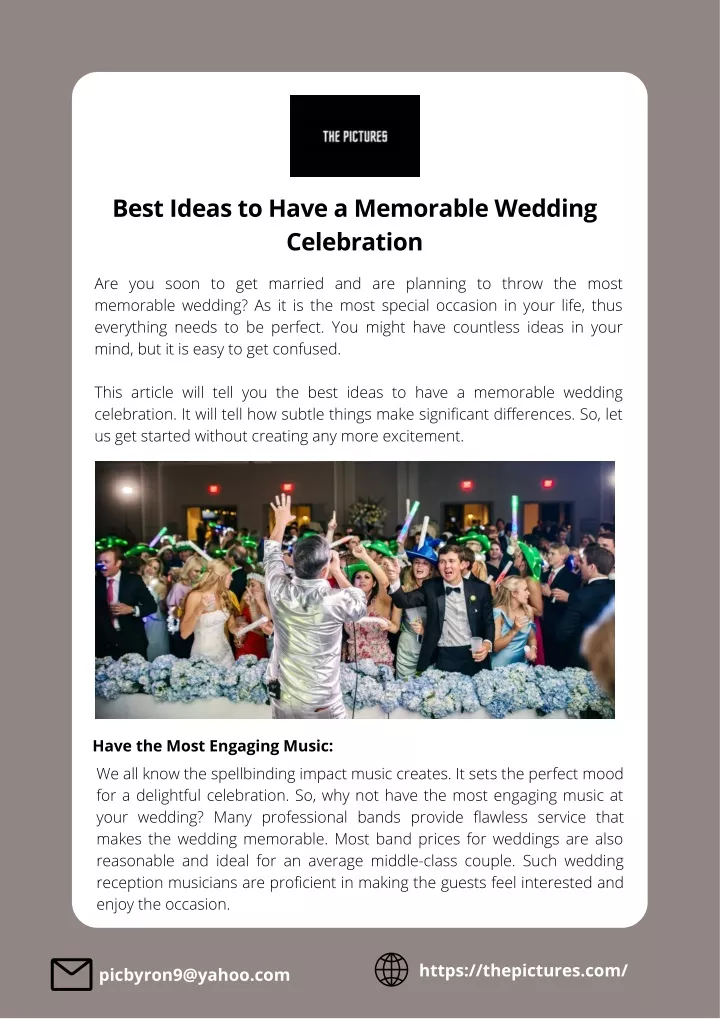 best ideas to have a memorable wedding celebration