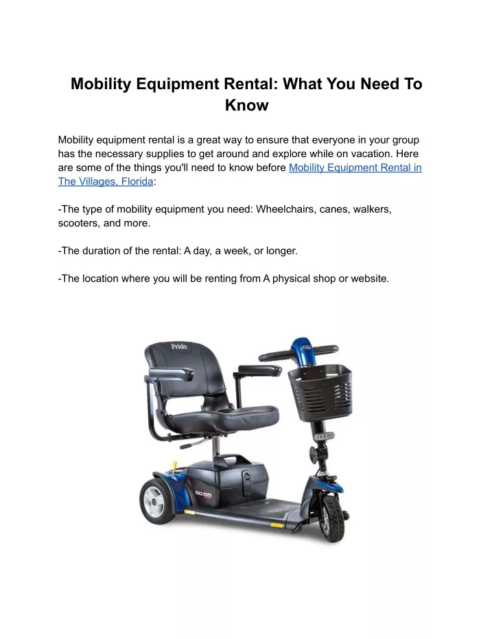 mobility equipment rental what you need to know