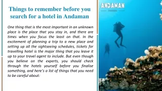 Things to remember before you search for a hotel in Andaman