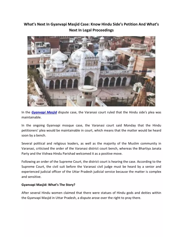 what s next in gyanvapi masjid case know hindu