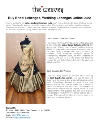 Buy Bridal Lehengas, Wedding Lehengas Online 2022