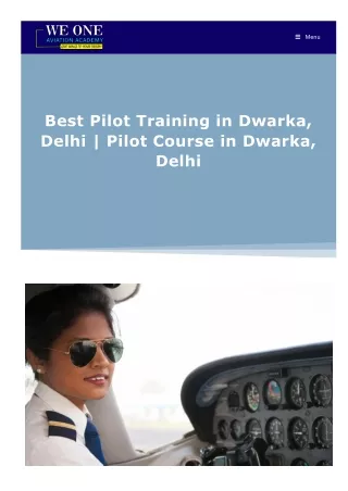 Pilot Training in Dwarka, Delhi