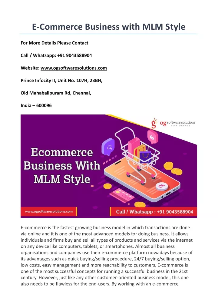 e commerce business with mlm style