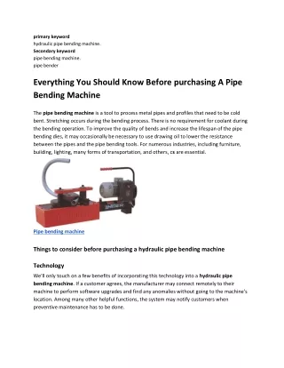 Everything You Should Know Before purchasing A Pipe Bending Machine