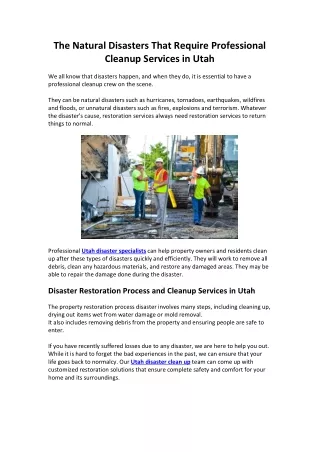 the natural disasters that require professional