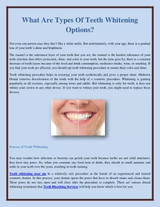 what are types of teeth whitening options