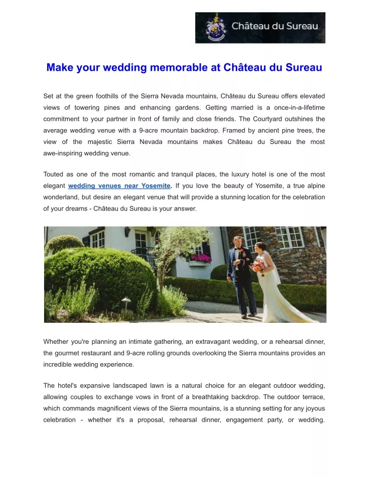 make your wedding memorable at ch teau du sureau